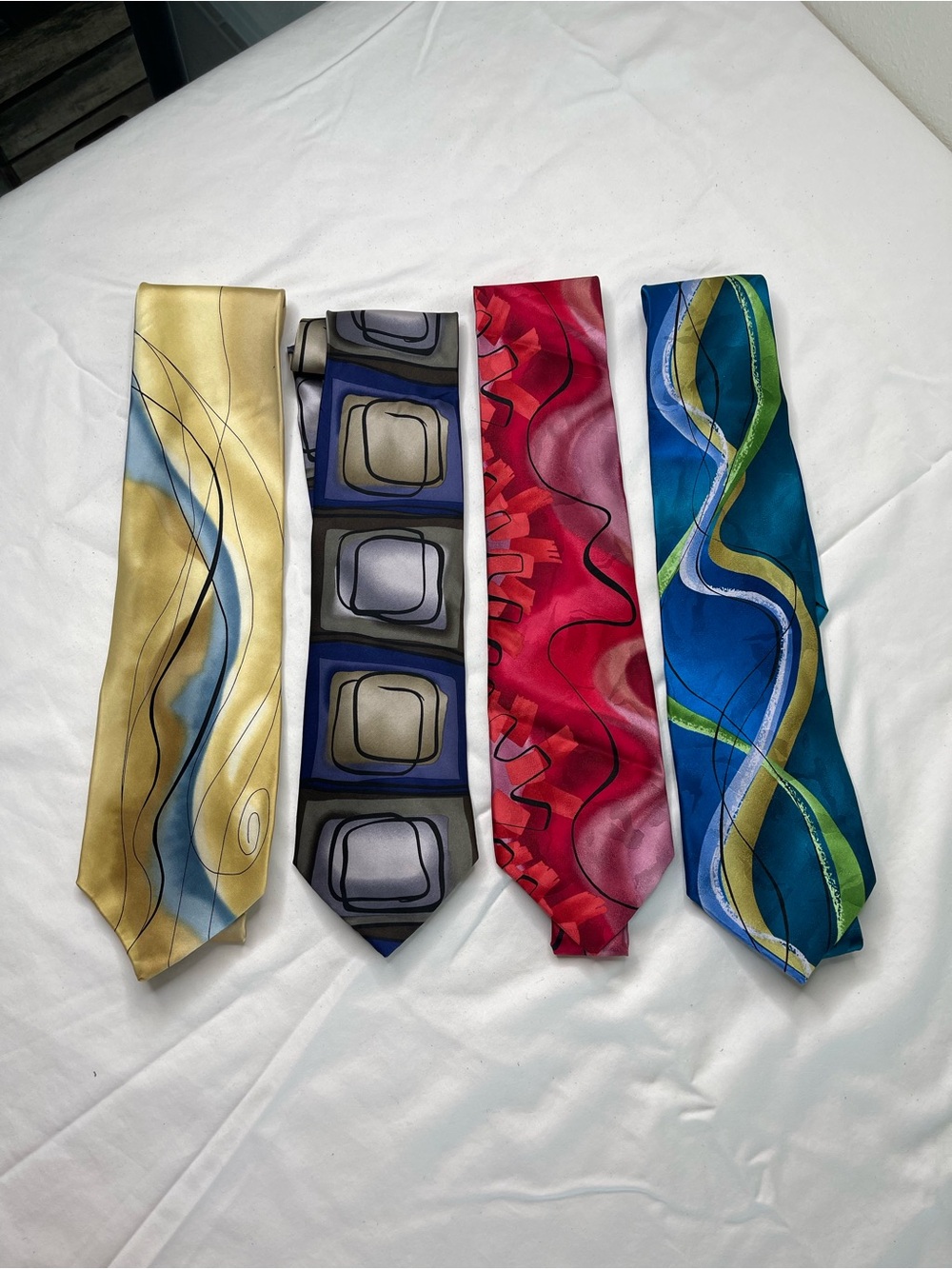 Lot of 4 J Garcia Silk Ties Grateful Dead Art Collection Abstract Neckties Men
